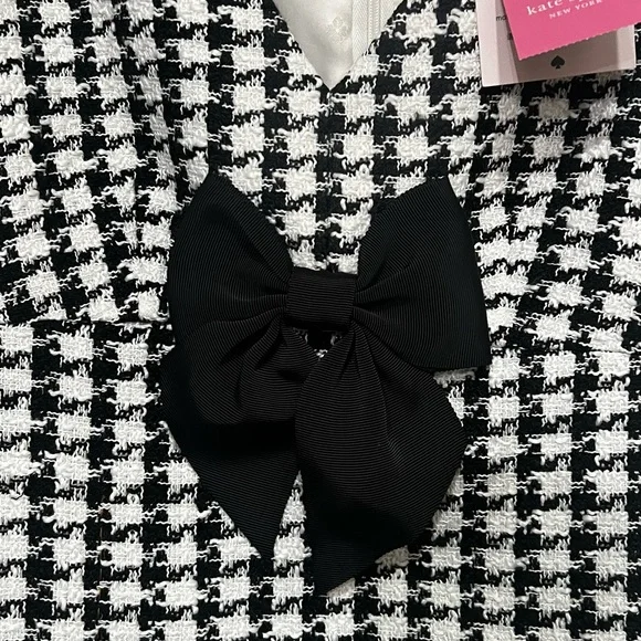 NWT KATE SPADE HOUNDSTOOTH BLACK MULTI TWEED DRESS SIZE 0 Mini